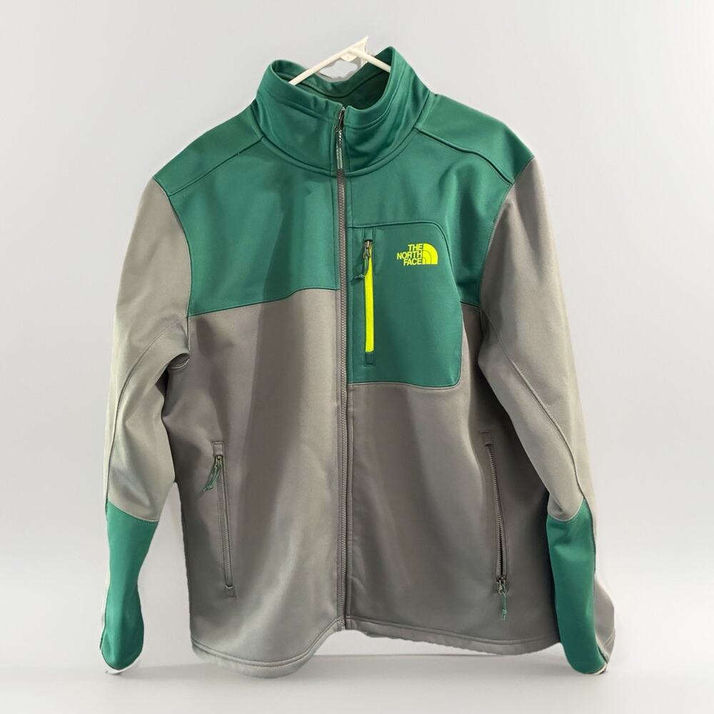 The North Face Mens Apex Risor Softshell Jacket Coat Gray Green XL Windwall